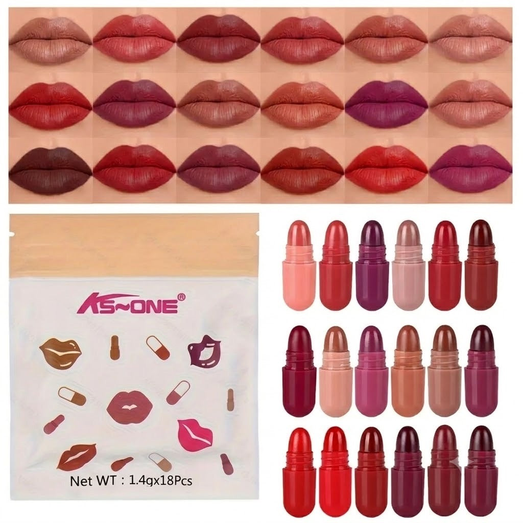 Ks-One - 18pcs Mini Capsule Matte Lipstick