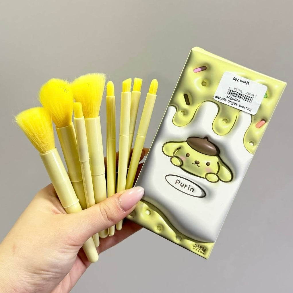8pcs Mini Cartoon Travel Soft Fluffy Makeup Brushes Set