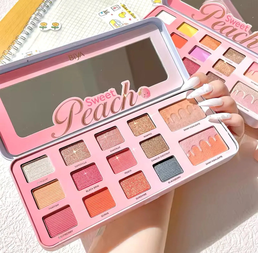 BIYA - 16 Color Peach Matte & Shimmer Eyeshadow Palette