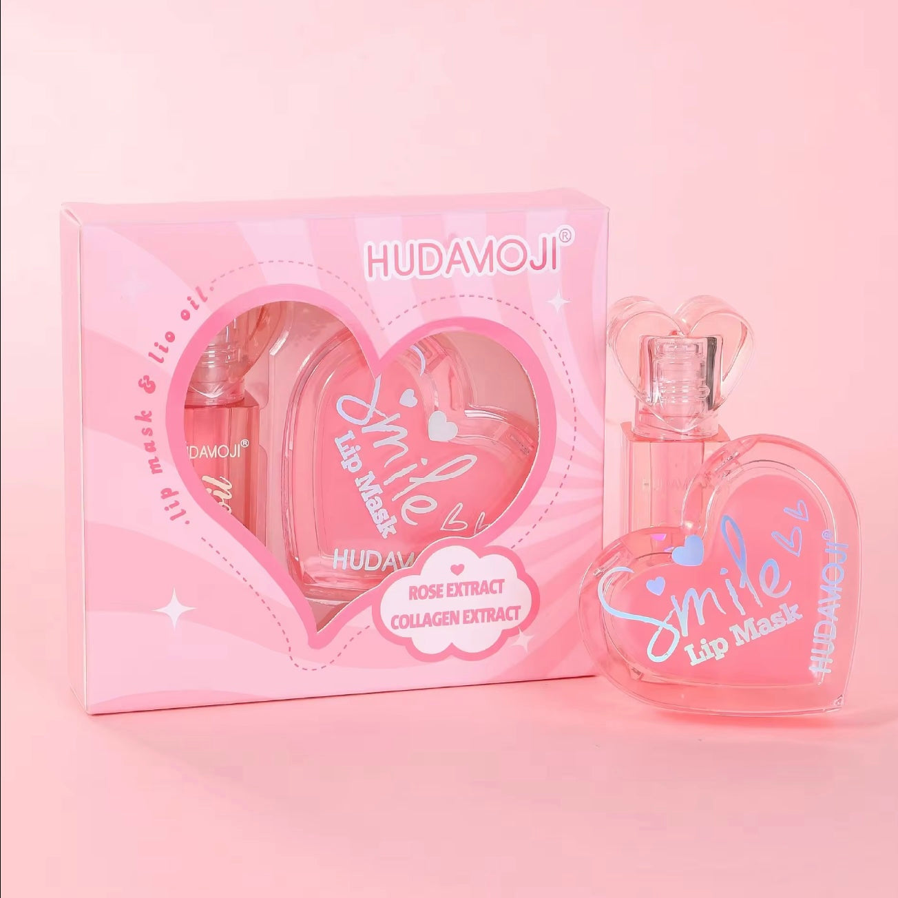 Hudamoji - 2pcs Rose & Collagen Extrat Lip Care Set