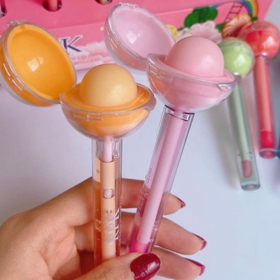 2 in 1 Kawaii Candy Lollipop Lip Gloss & Balm