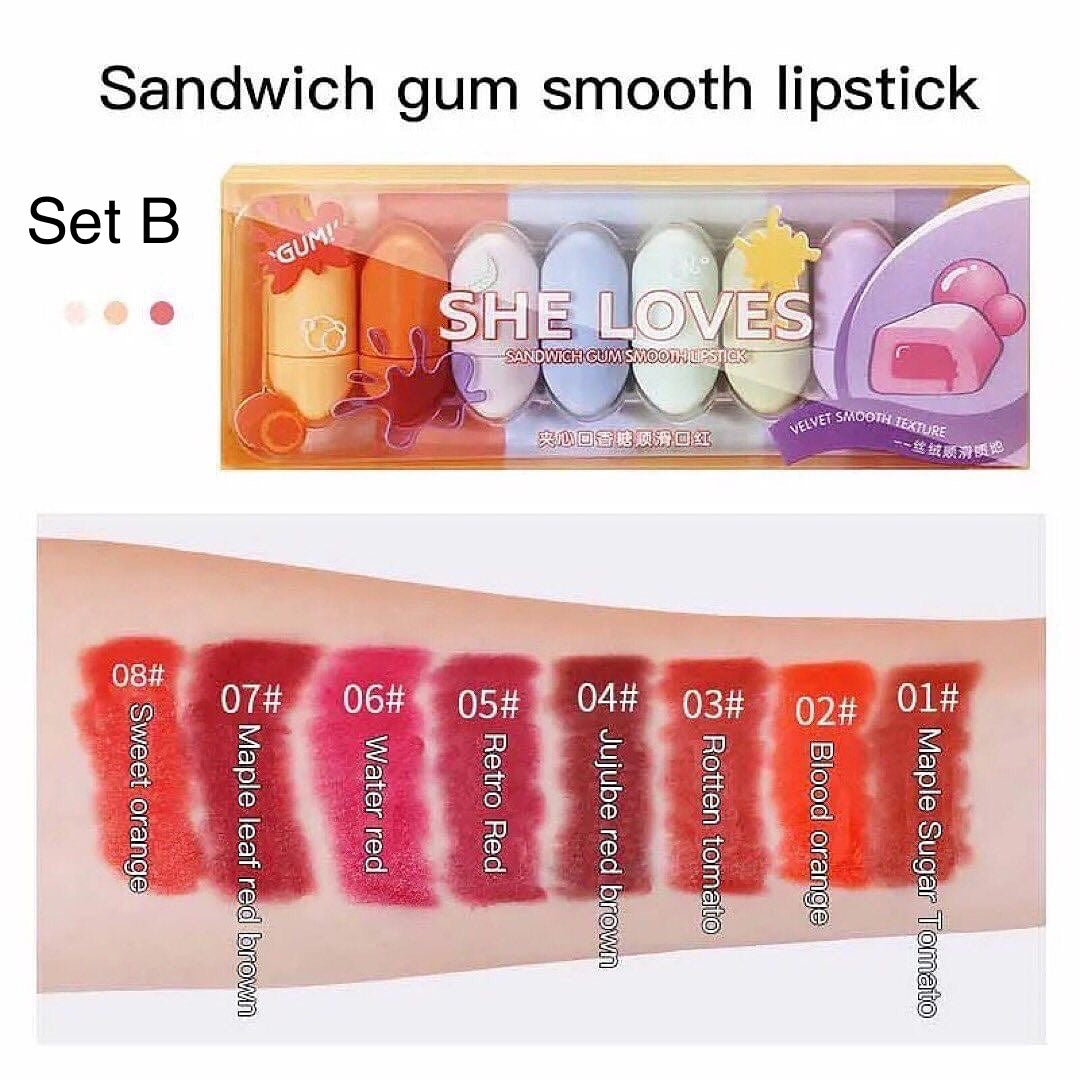She Love - Mini Bubble Gum Matte Lipsticks Set of 8