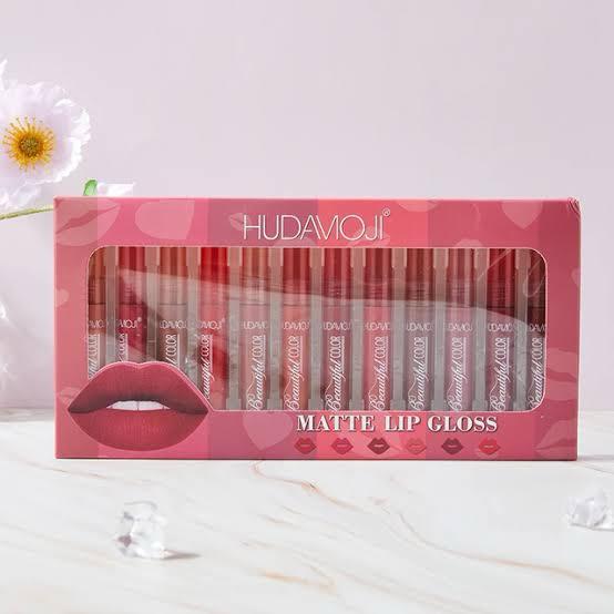 Hudamoji - Beautiful Color Matte Lip Gloss Set of 12
