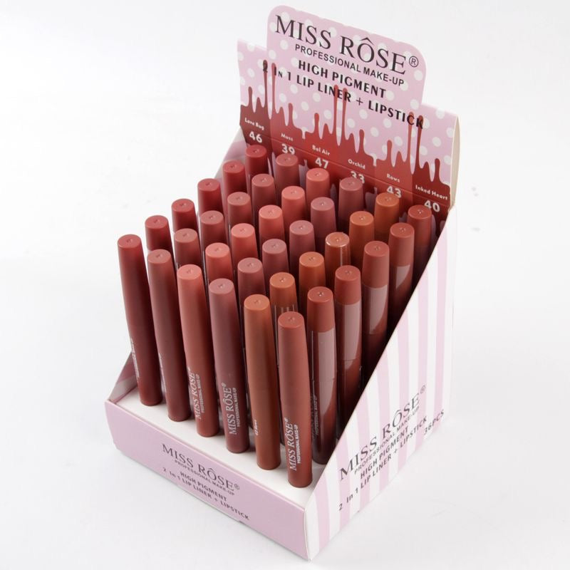 Miss Rose - 2 in 1 Nude Lipstick & Lip Liner Set of 6