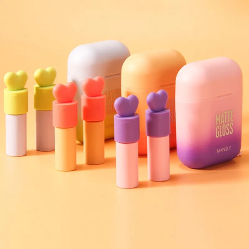 Heng Fang - Airpods Shape Matte Velvet Lip Gloss Set of 2