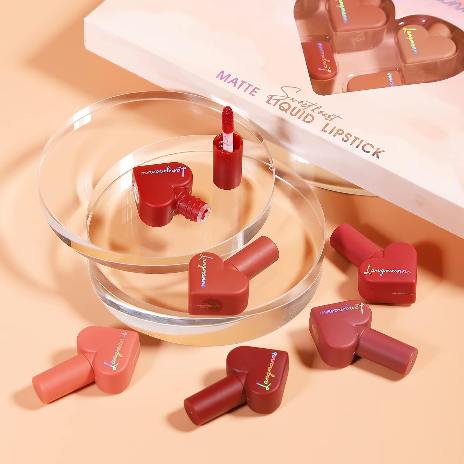 Langmanni - Sweet Heart Matte Velvet Lip Gloss Set of 12