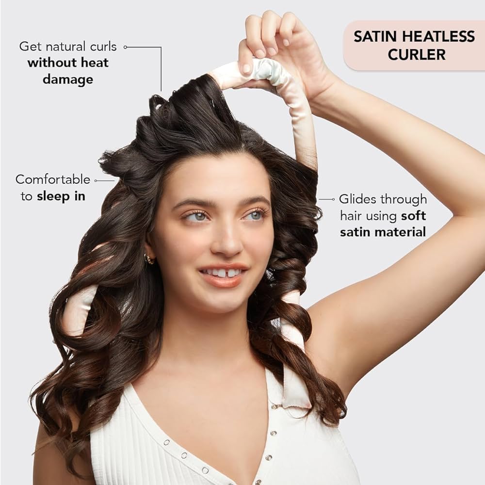Satin Silk Heatless Hair Curler with Scrunchies