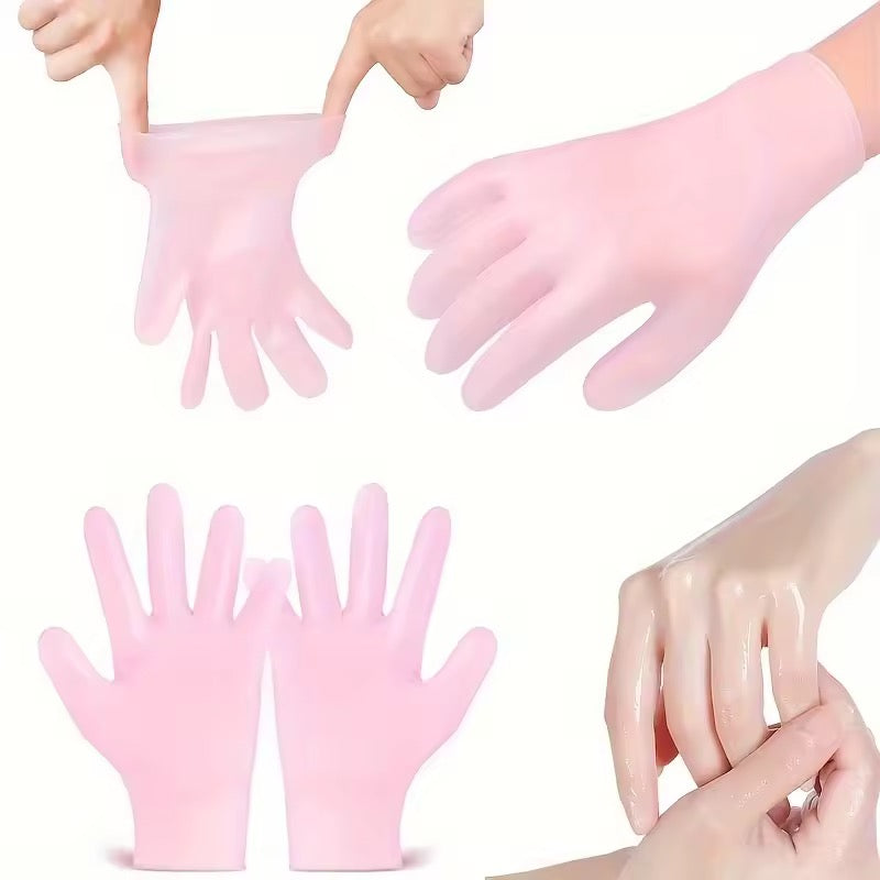 Silicone Moisturizing Exfoliating Soft Hand Care Gloves Set of 2