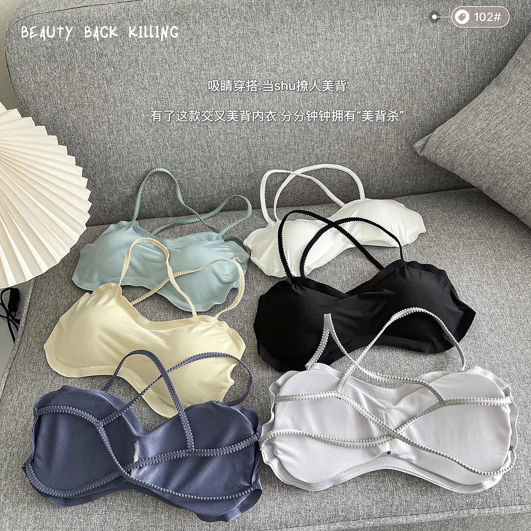 Cross Sexy Bare Back Tube Top Underwear Seamless Push up with Pads