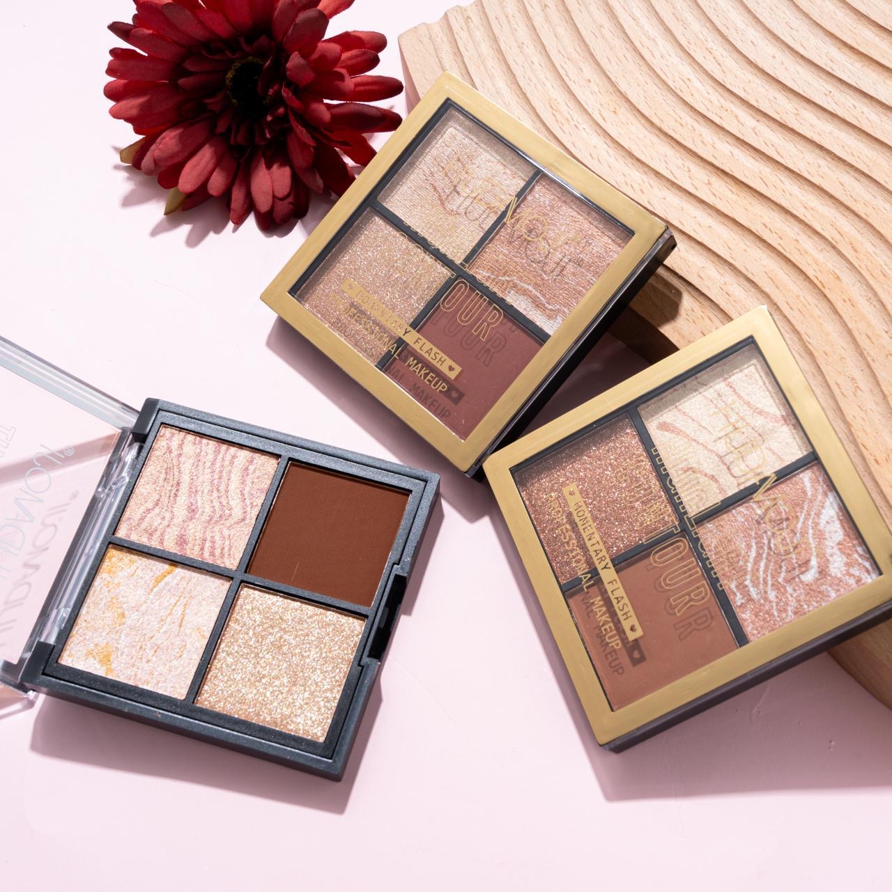 Hudamoji - 4 Color Highlighter & Contour Face Palette