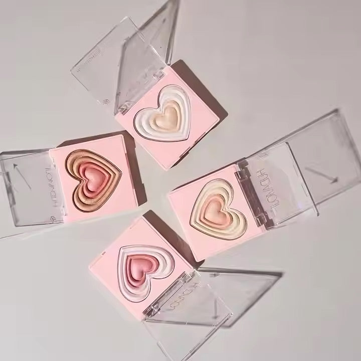 New Heart Highlighter Illuminator Face Contour & Bronzer Highlighter Kit