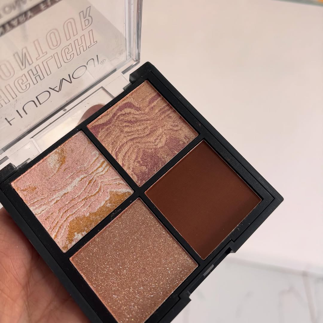 Hudamoji - 4 Color Highlighter & Contour Face Palette