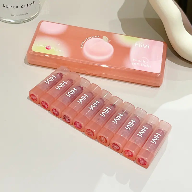 Hivi - Peach Mist Color Matte Lipstick Set of 10