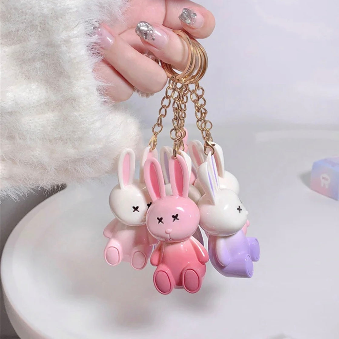 Gege Bear - Rabbit Keychain Mirror Lip Gloss Set of 6