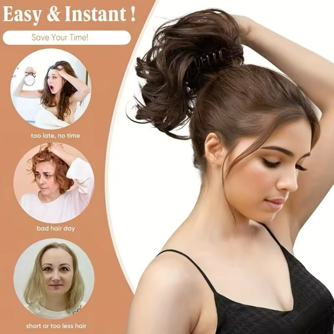 Black Claw Clip Ponytail Hair Extensions