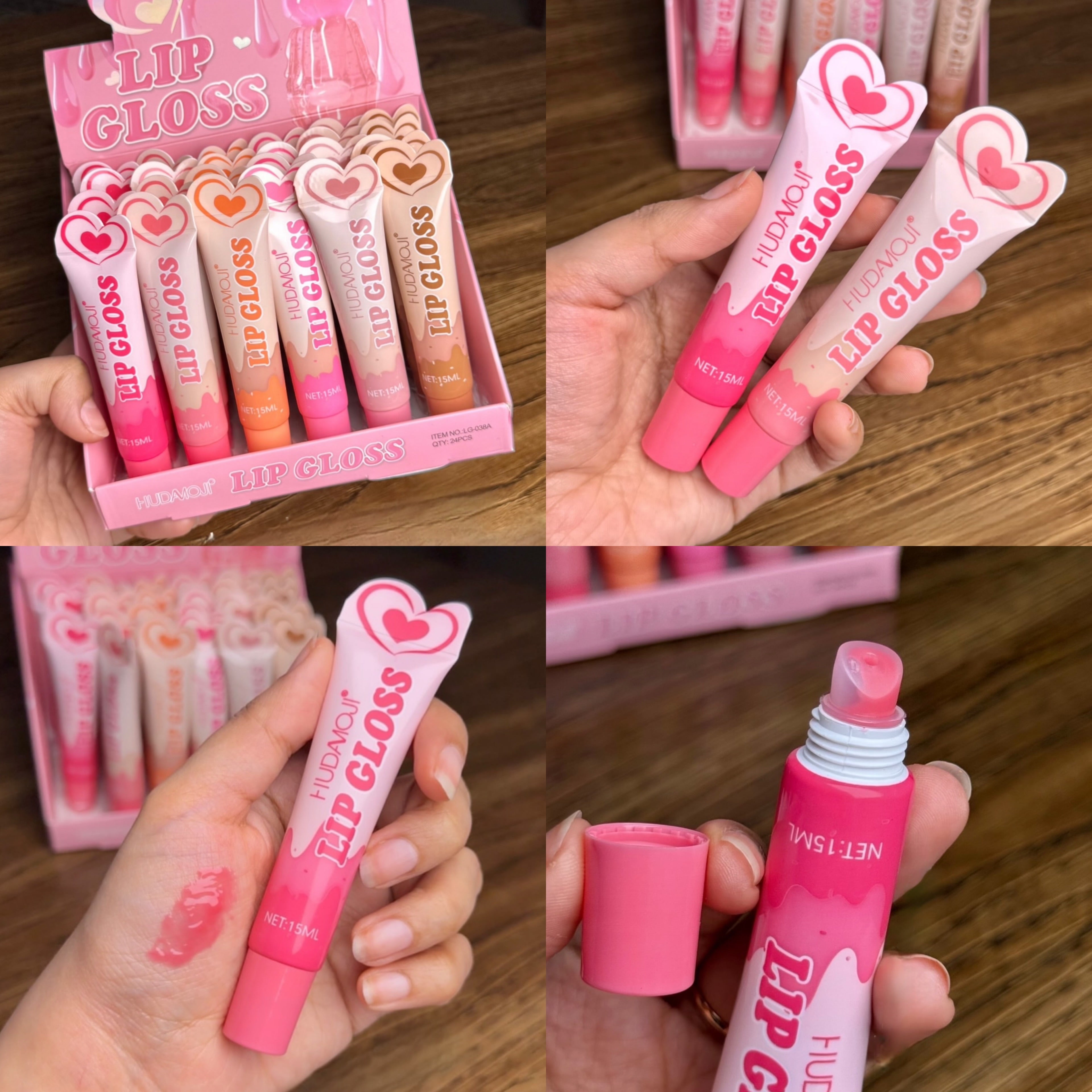 6pcs Yummy Heart Tube Lip Gloss