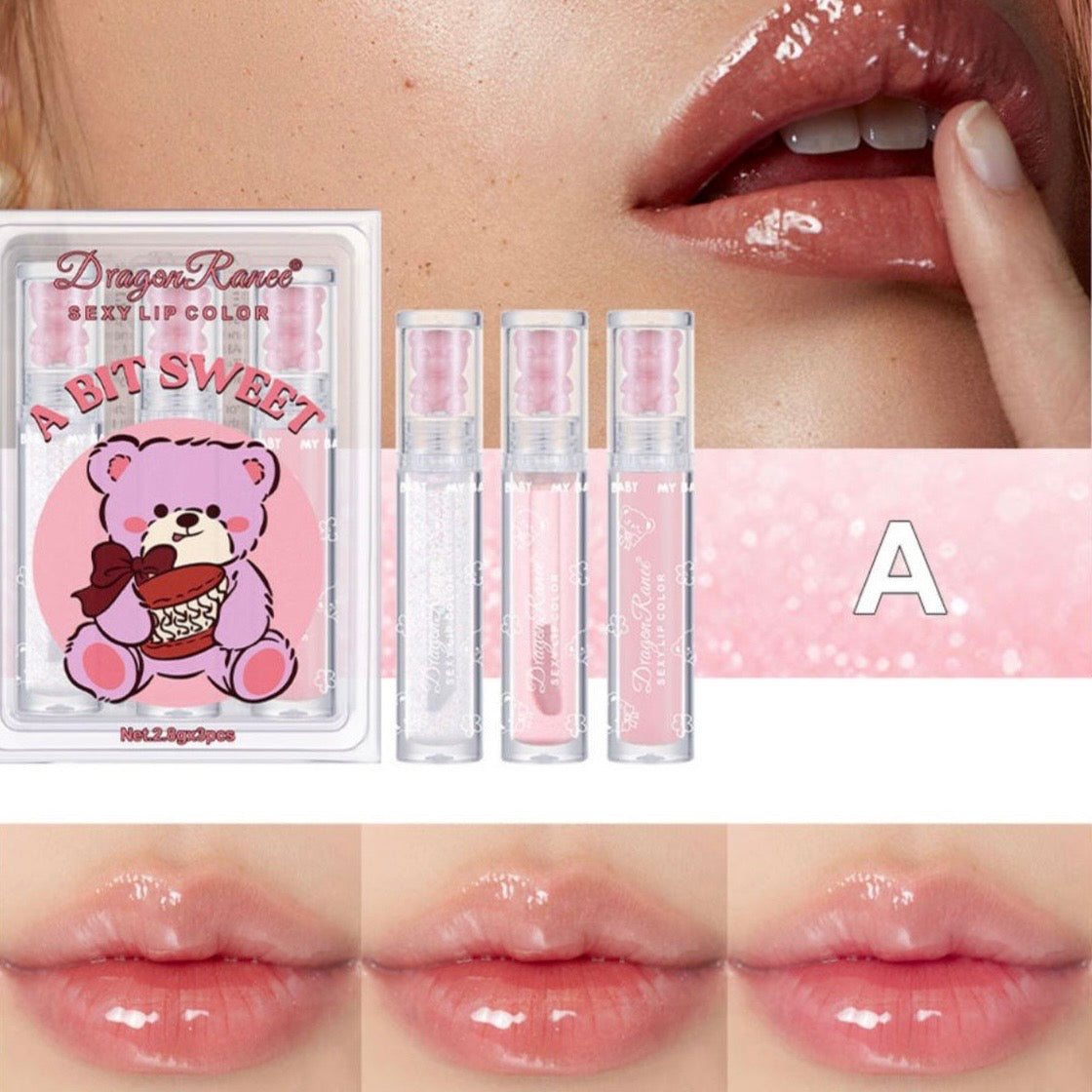 Dragon Ranee - Bear Sweet Jelly Lip Gloss Set of 3