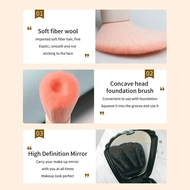 Sea Shell Makeup Brush with Mirror Set of 5