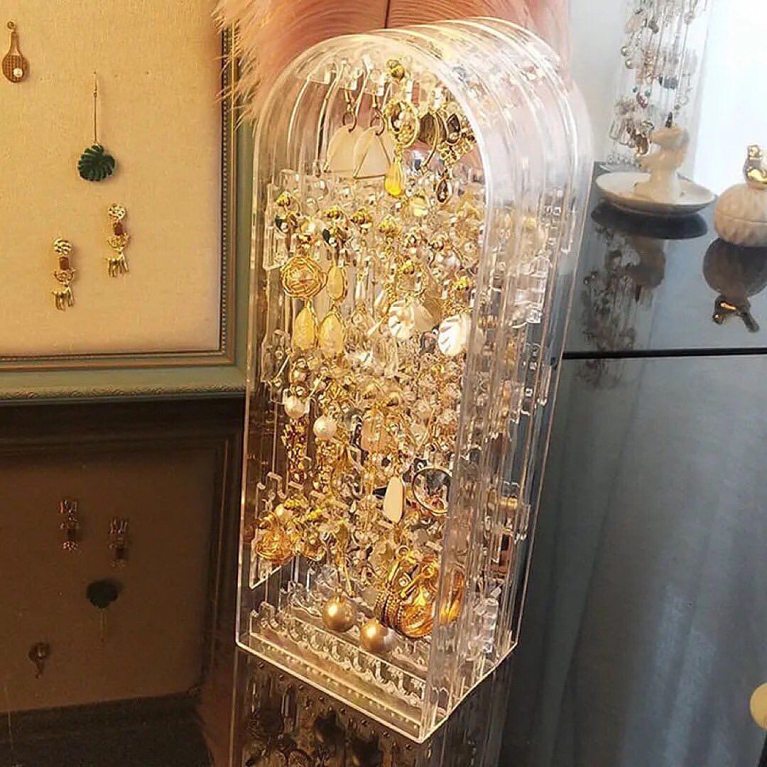 4 Doors Foldable Transparent Jewelry Organizer