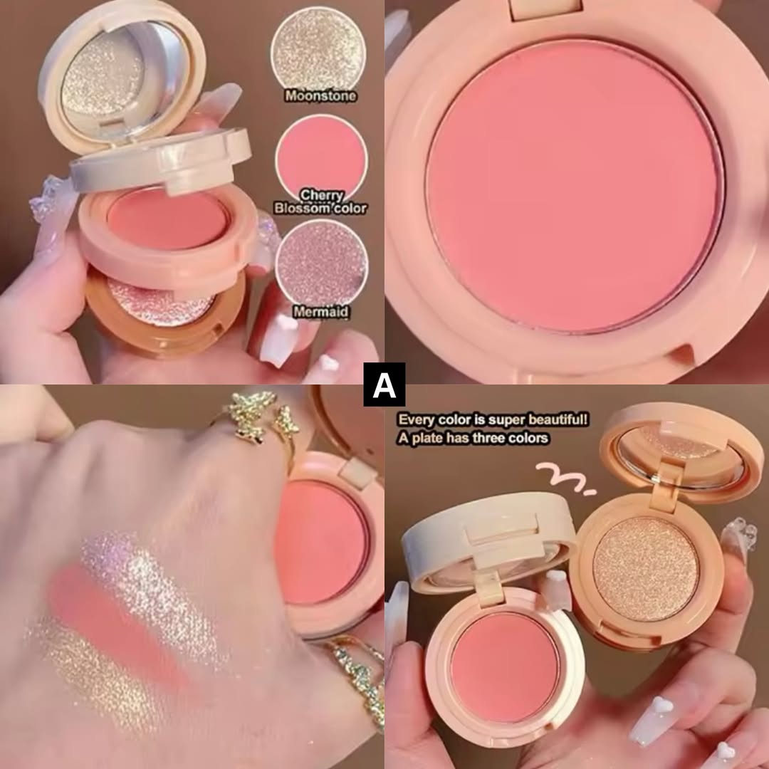 Hudamoji - 3 in 1 Mini Blush & Highlighter Kit
