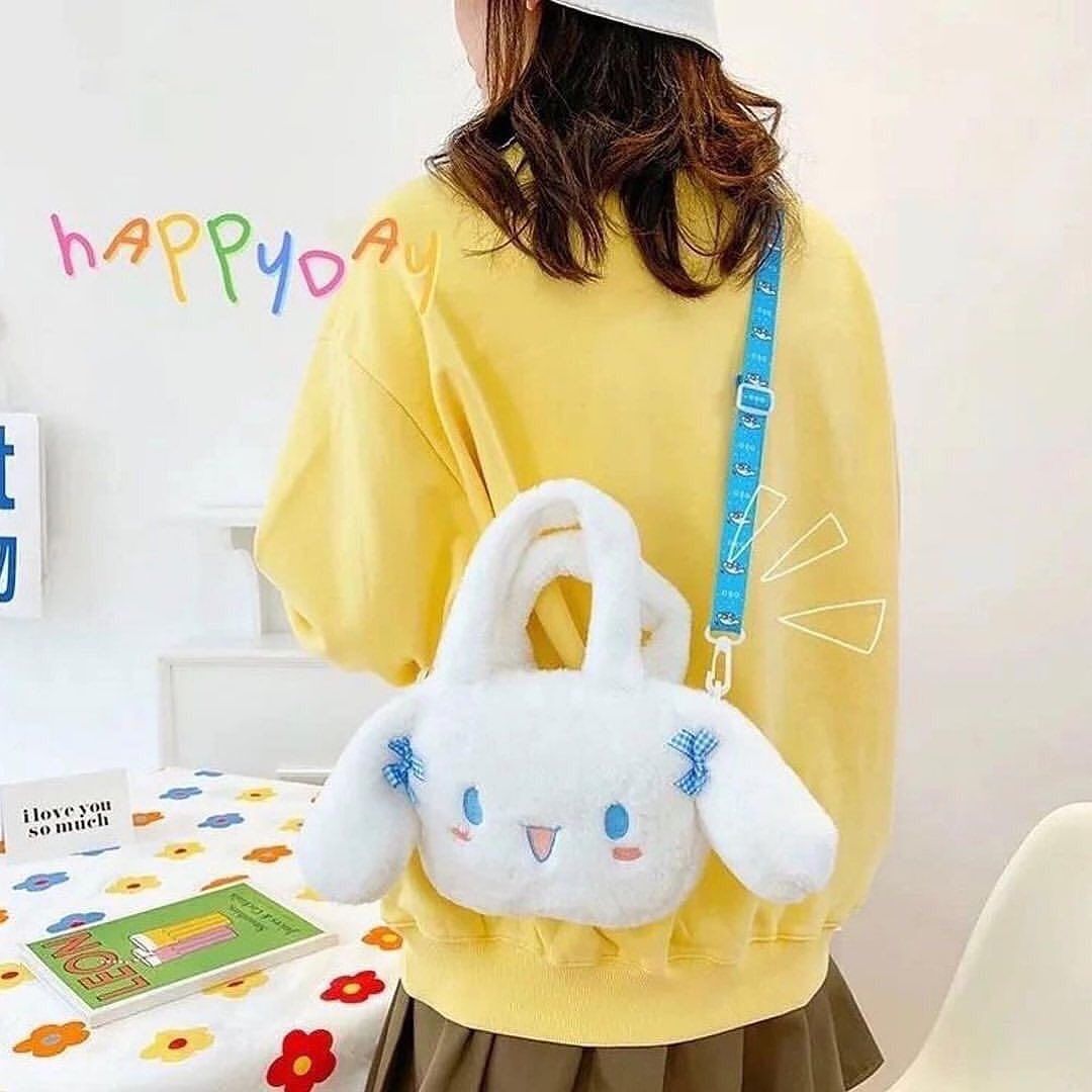 Kawaii Cinnamoroll Anime Cute Cartoon Plush Bag Soft Furr Shoulder Bag