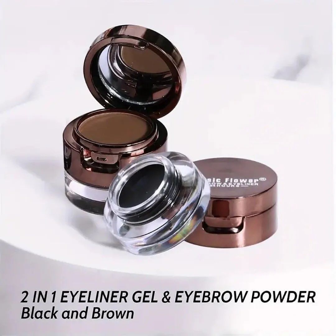 Music Flower - 2 in 1 Eyeliner Gel Eyebrow Powder Brown & Black