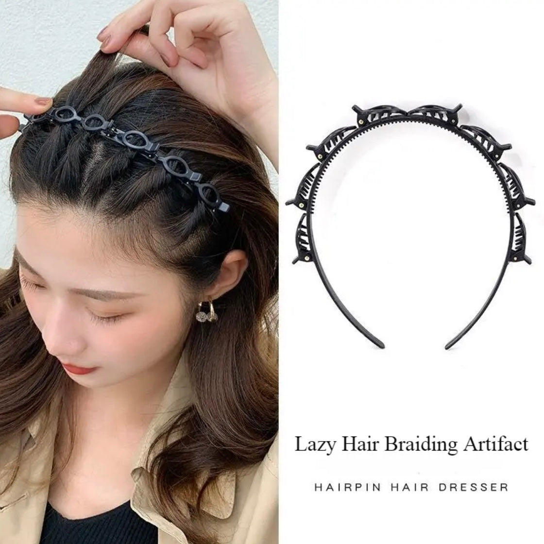 Double Layer Braided Clip Headband