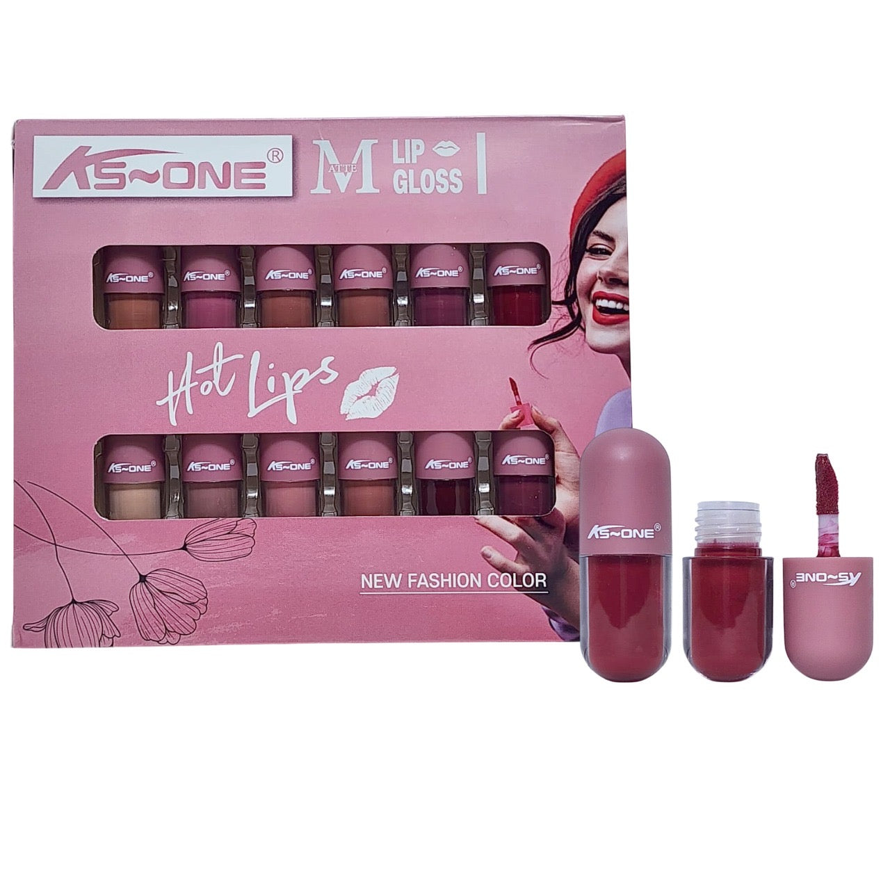 Ks-One - Mini Capsule Matte Lip Gloss Set of 12