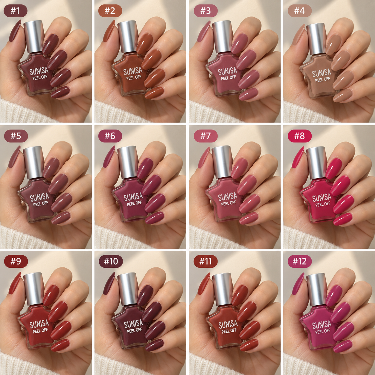 Sunisa - Peel Off Star Matte Nail Polish Set of 12