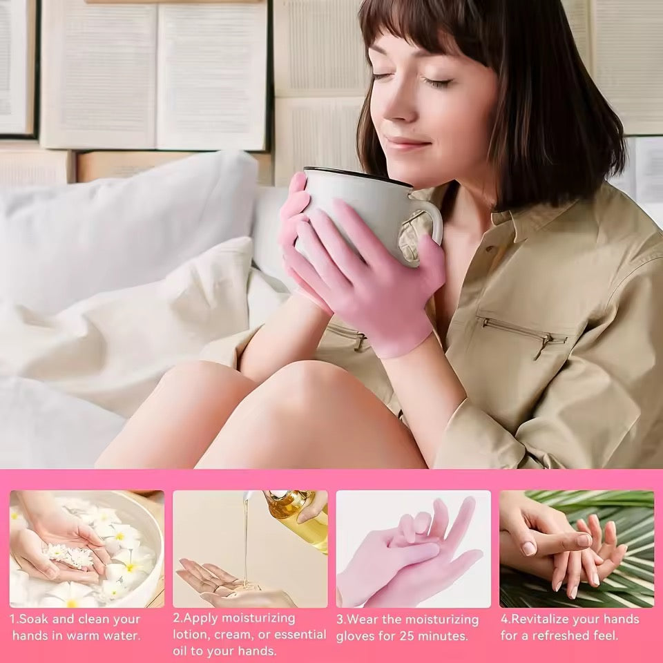 Silicone Moisturizing Exfoliating Soft Hand Care Gloves Set of 2