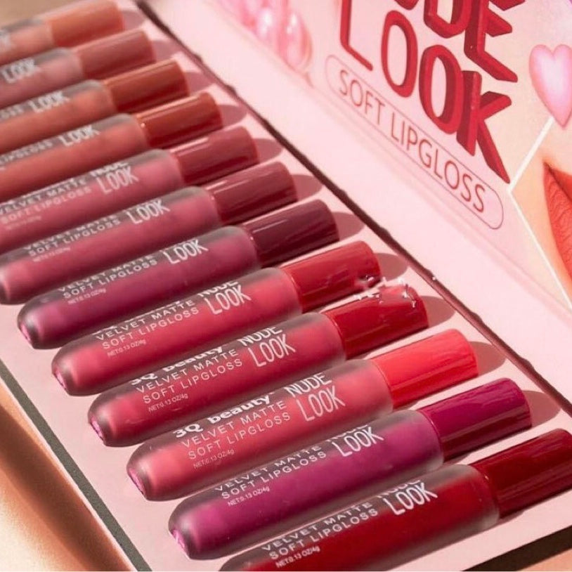 3Q Beauty - Nude Look Velvet Matte Lip Gloss Set of 12