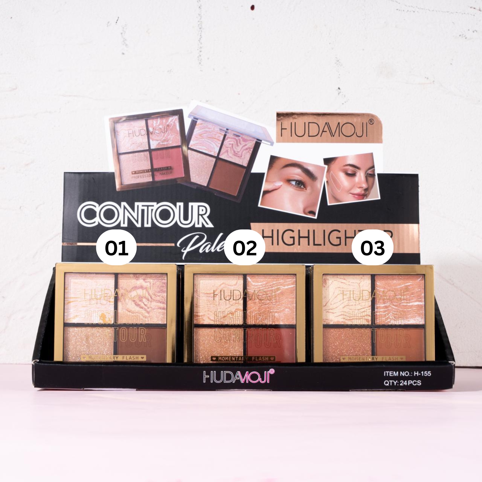 Hudamoji - 4 Color Highlighter & Contour Face Palette