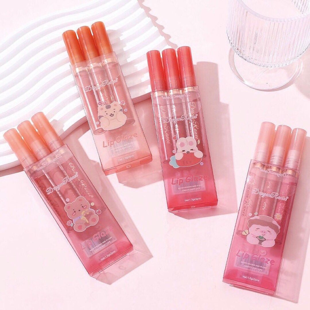 Dragon Ranee - Cartoon Mirror Lip Gloss Set of 3