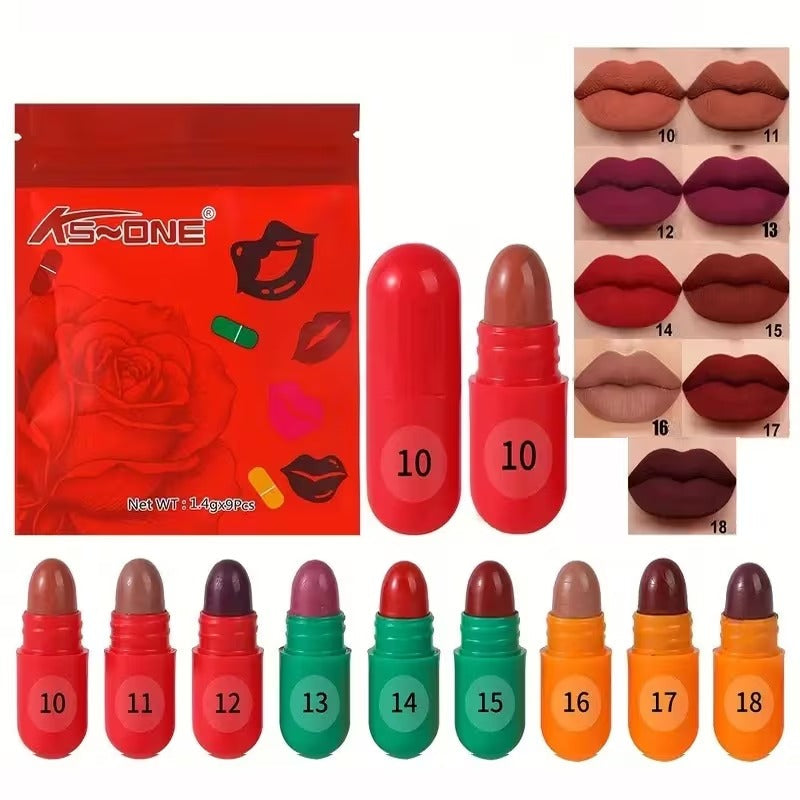 Ks-One - 9pcs Mini Capsule Matte Lipstick