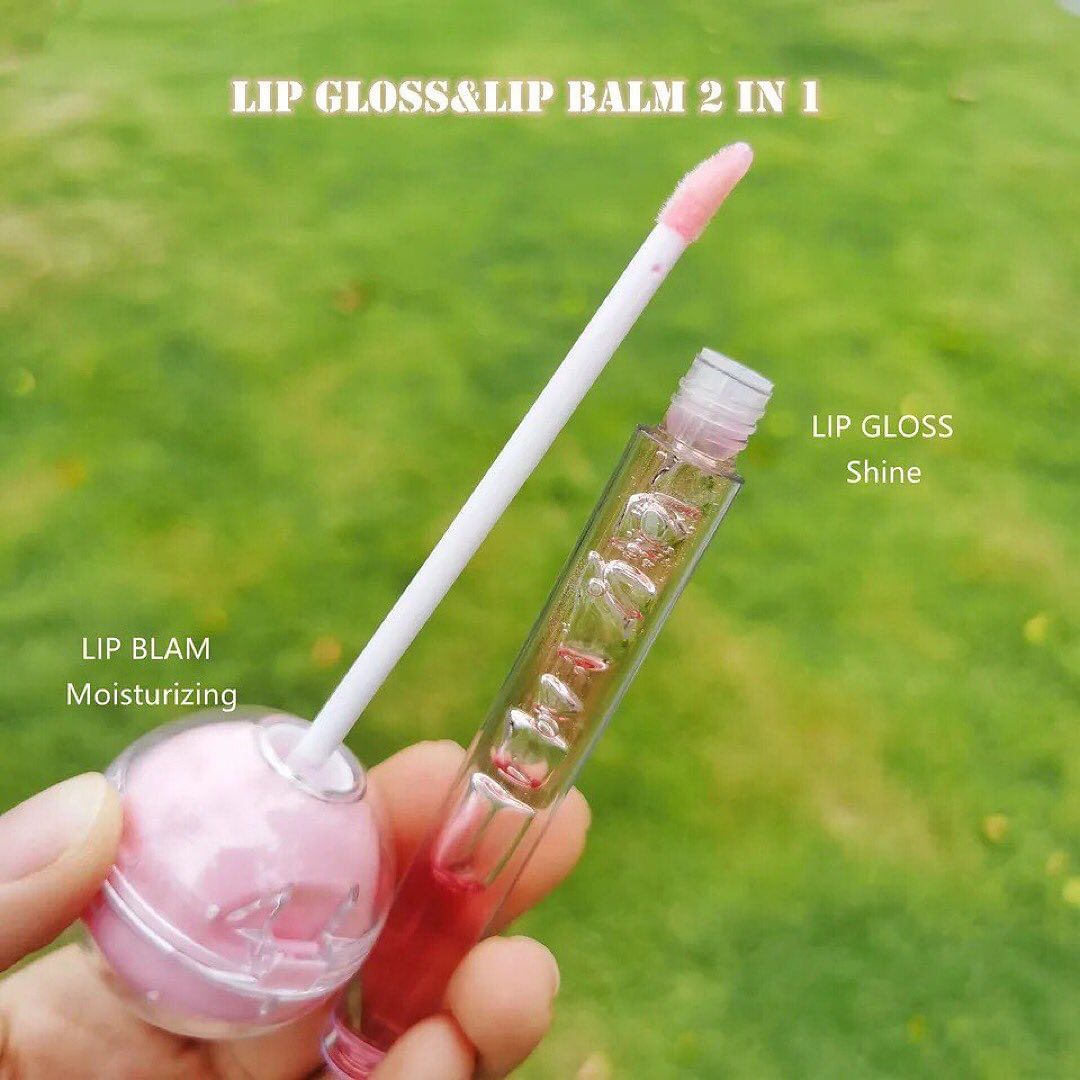 2 in 1 Kawaii Candy Lollipop Lip Gloss & Balm