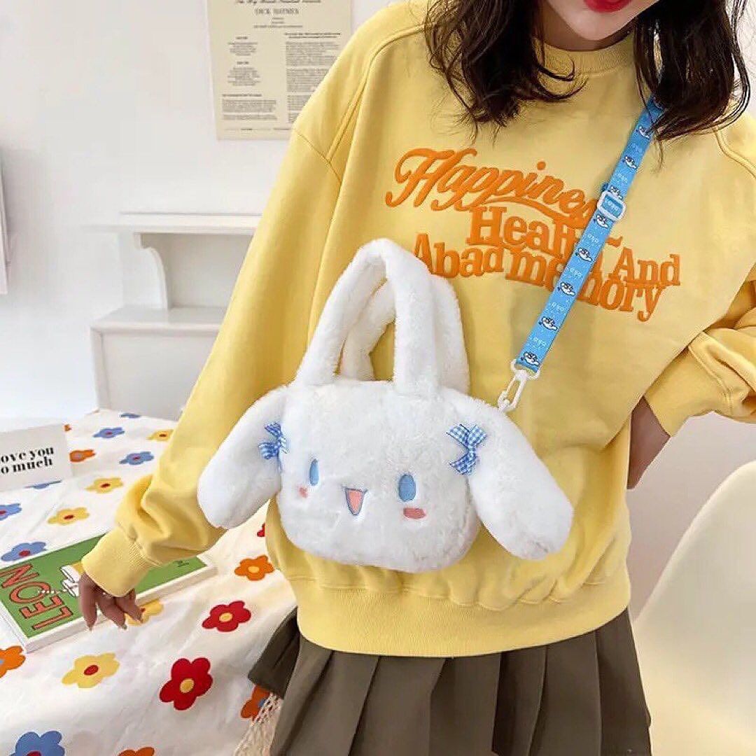 Kawaii Cinnamoroll Anime Cute Cartoon Plush Bag Soft Furr Shoulder Bag
