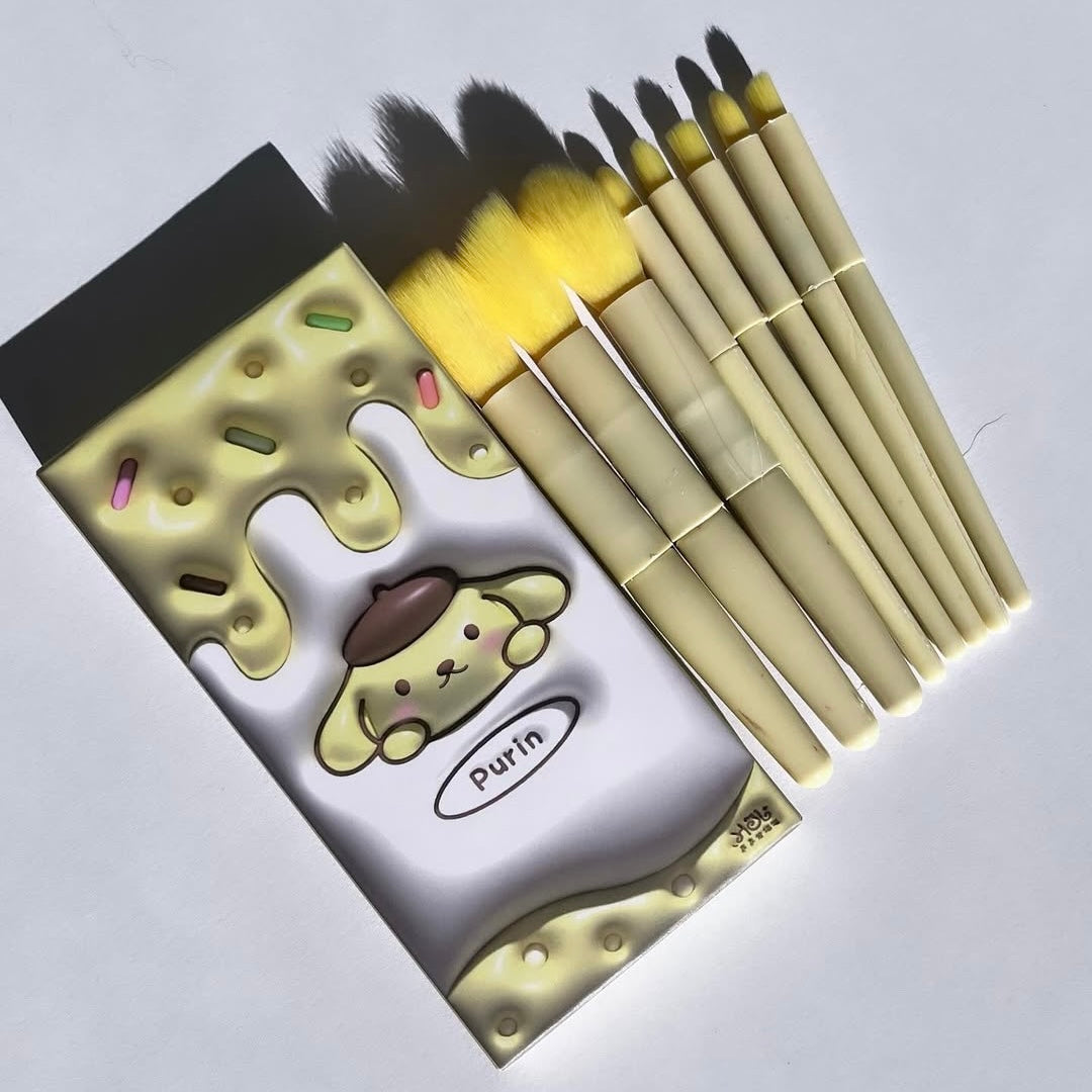 8pcs Mini Cartoon Travel Soft Fluffy Makeup Brushes Set