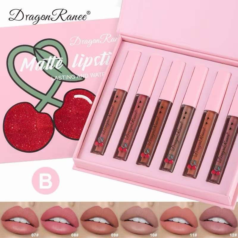 Dragon Ranee - 6 Color Cherry Matte Lip Gloss Set