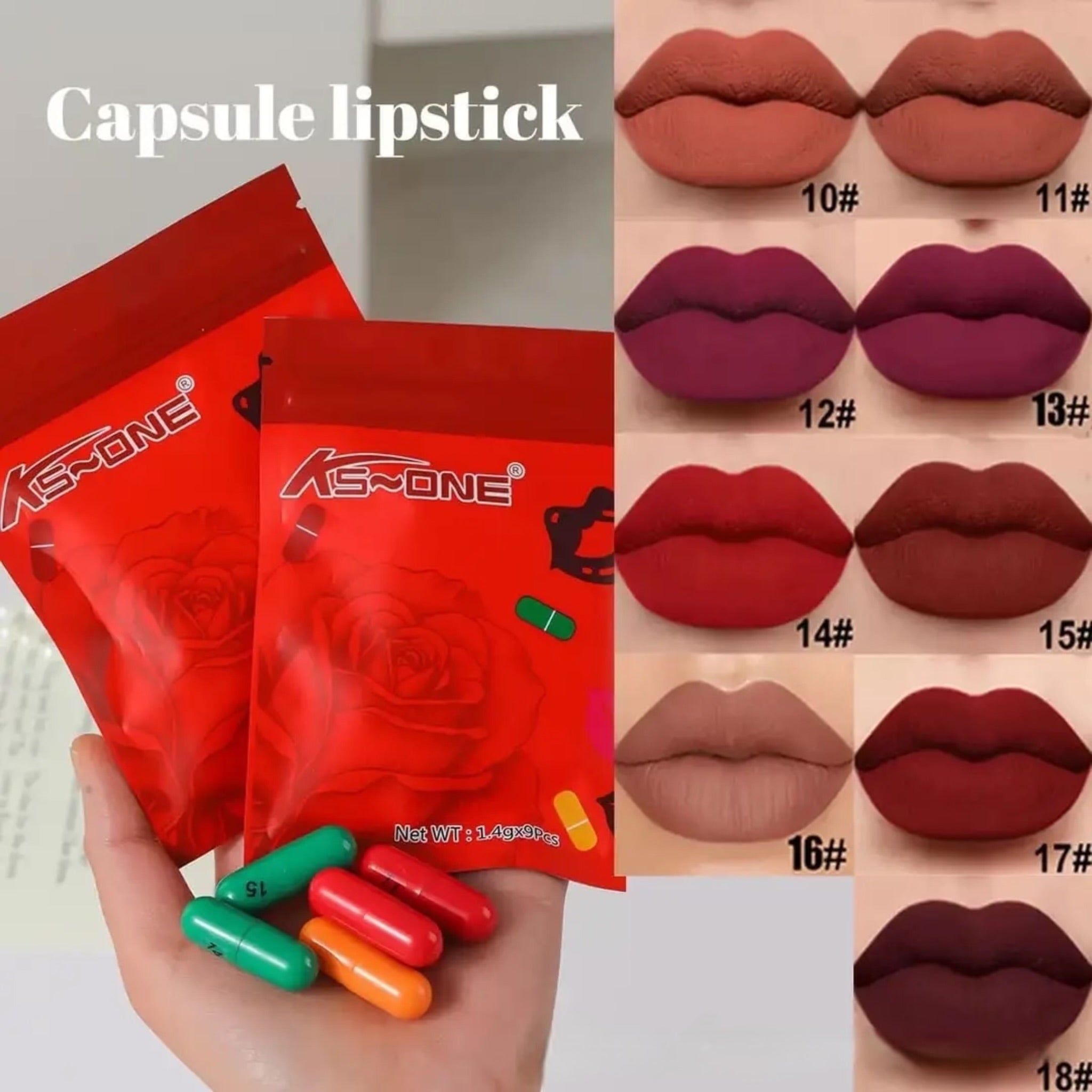 Ks-One - 9pcs Mini Capsule Matte Lipstick