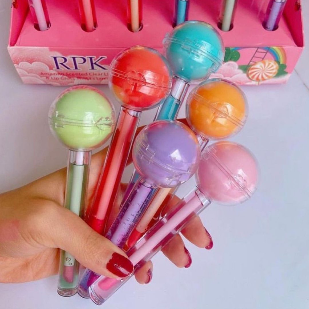 2 in 1 Kawaii Candy Lollipop Lip Gloss & Balm