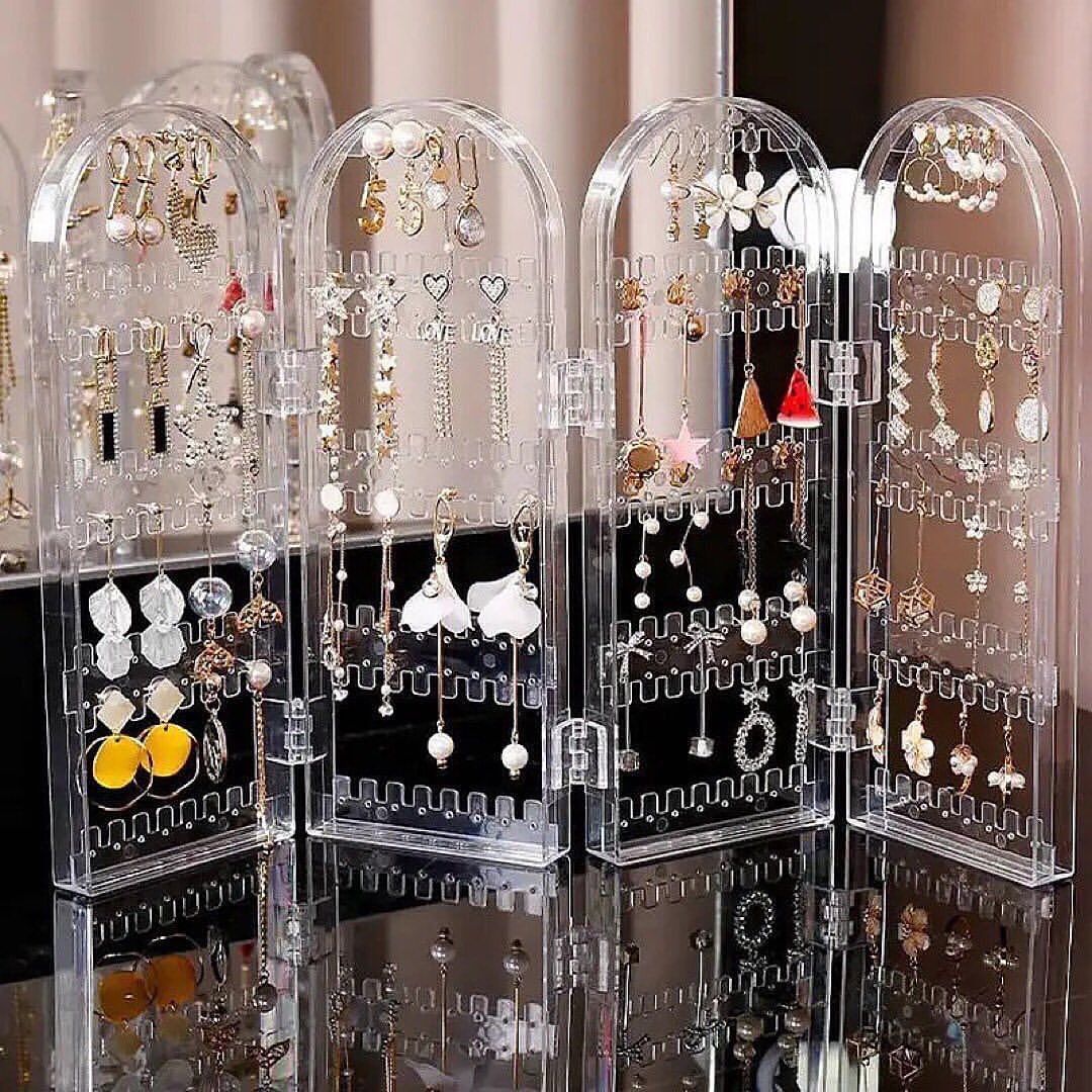 4 Doors Foldable Transparent Jewelry Organizer
