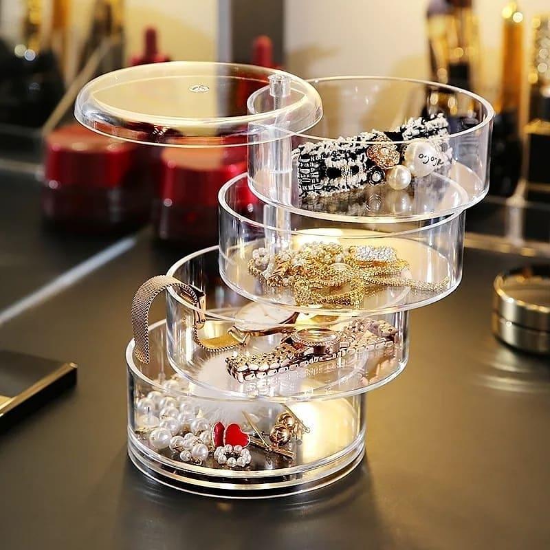 360 Degree Rotating Dustproof Jewelry Box Display Rack