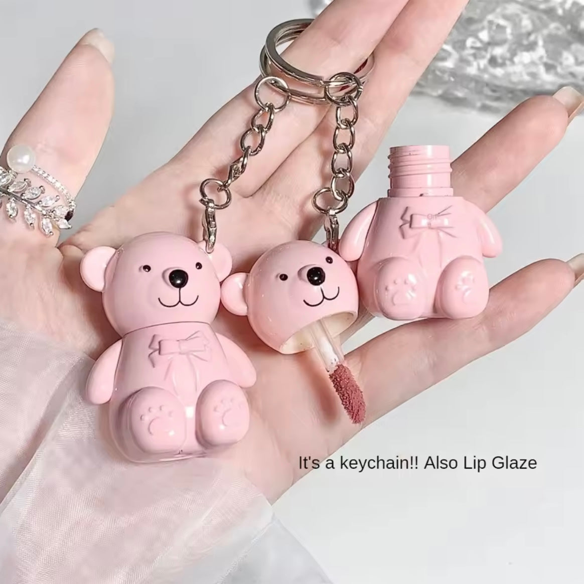 Mocallure - White Bear Keychain Shiny Lip Gloss Set of 6