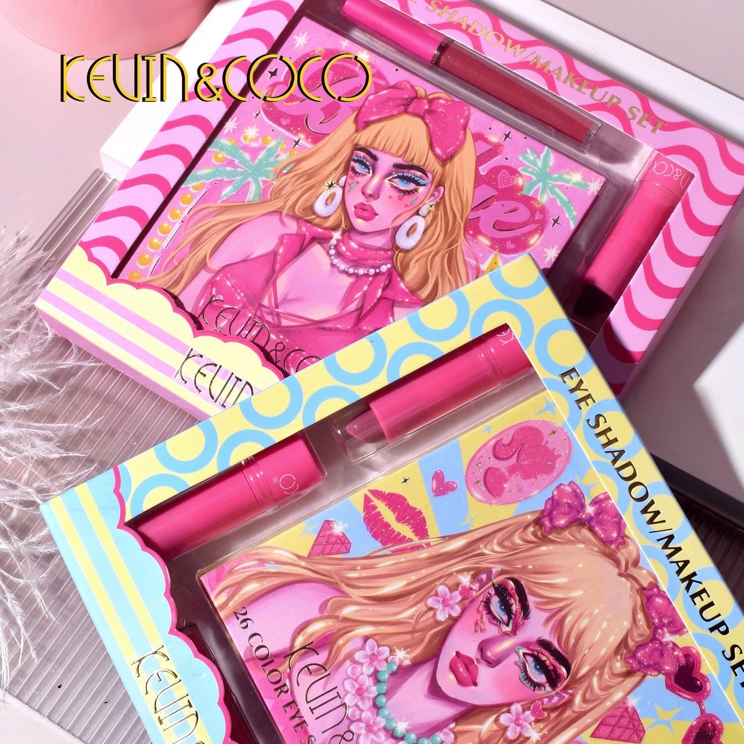 Kevin & Coco - 26 Color Barbie Matte & Shimmer Eyeshadow Palette with Lipstick & Gloss