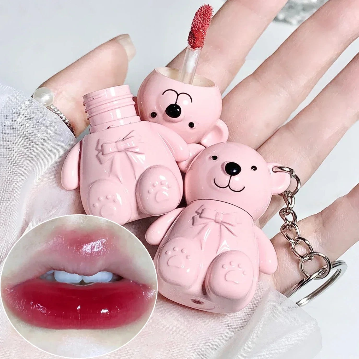 Mocallure - White Bear Keychain Shiny Lip Gloss Set of 6