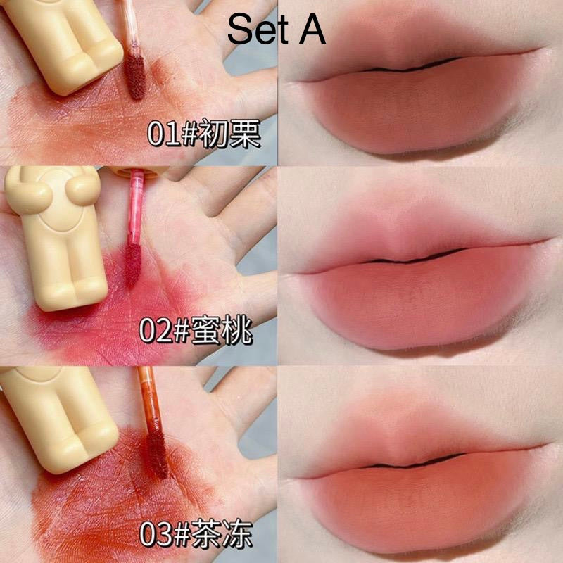 HERORANGE - Bubble Bear Keychain Lip Gloss Set of 3