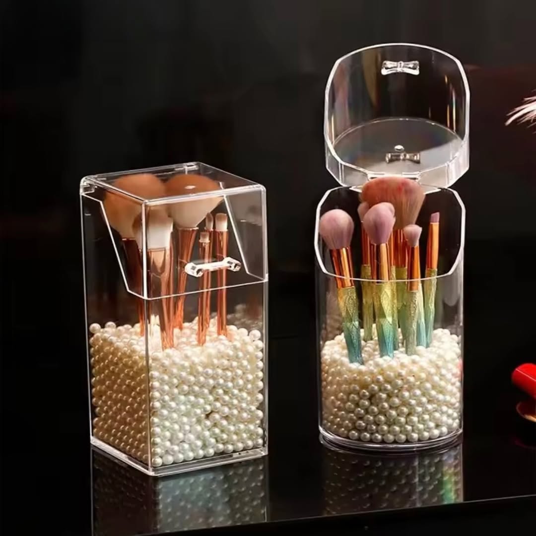 Acrylic Flip Dust-proof Transparent Brush Organizer