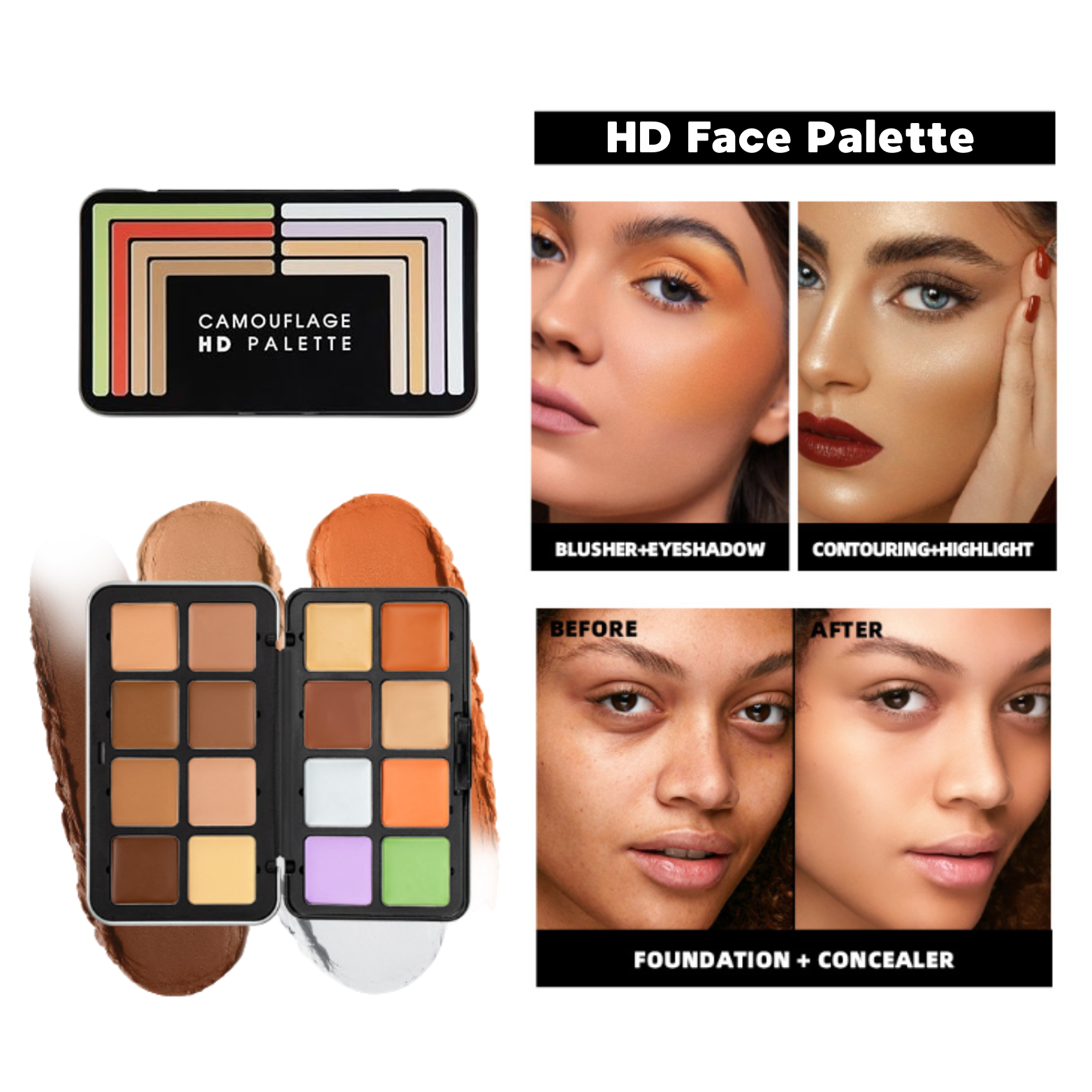 Carla Secret - 16 Color Camouflage HD Face Palette