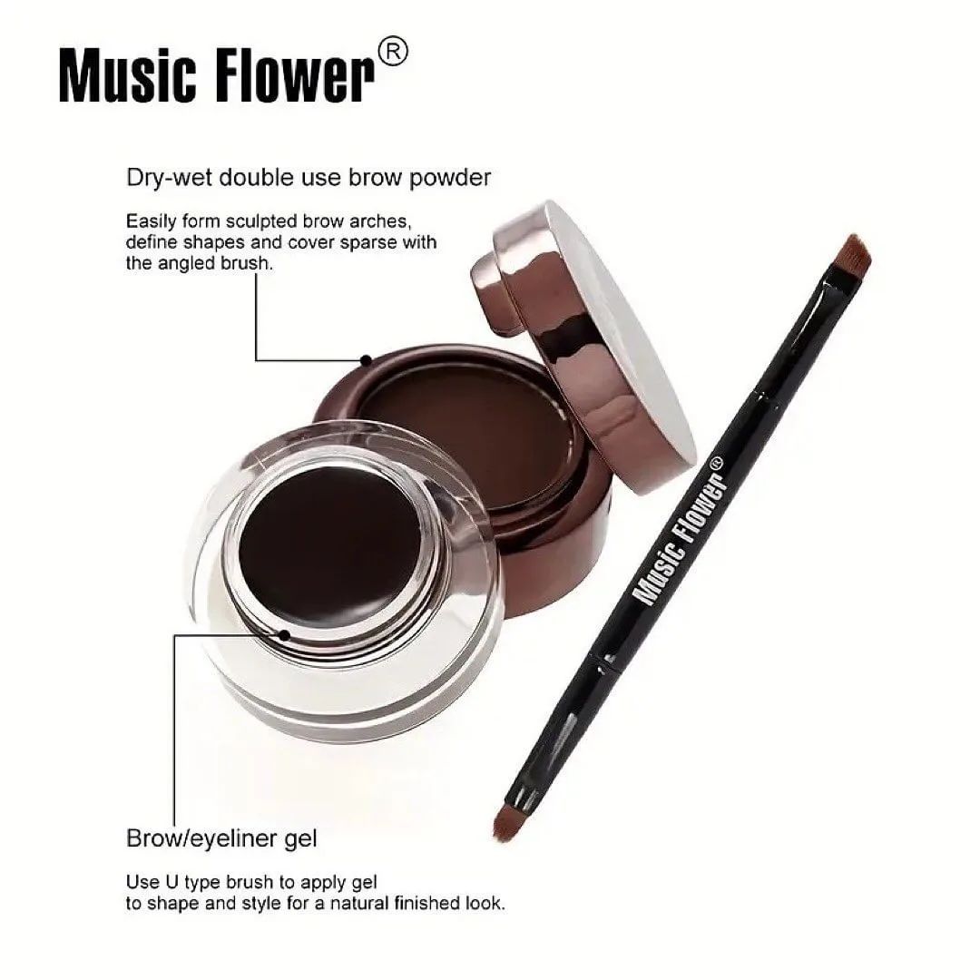 Music Flower - 2 in 1 Eyeliner Gel Eyebrow Powder Brown & Black