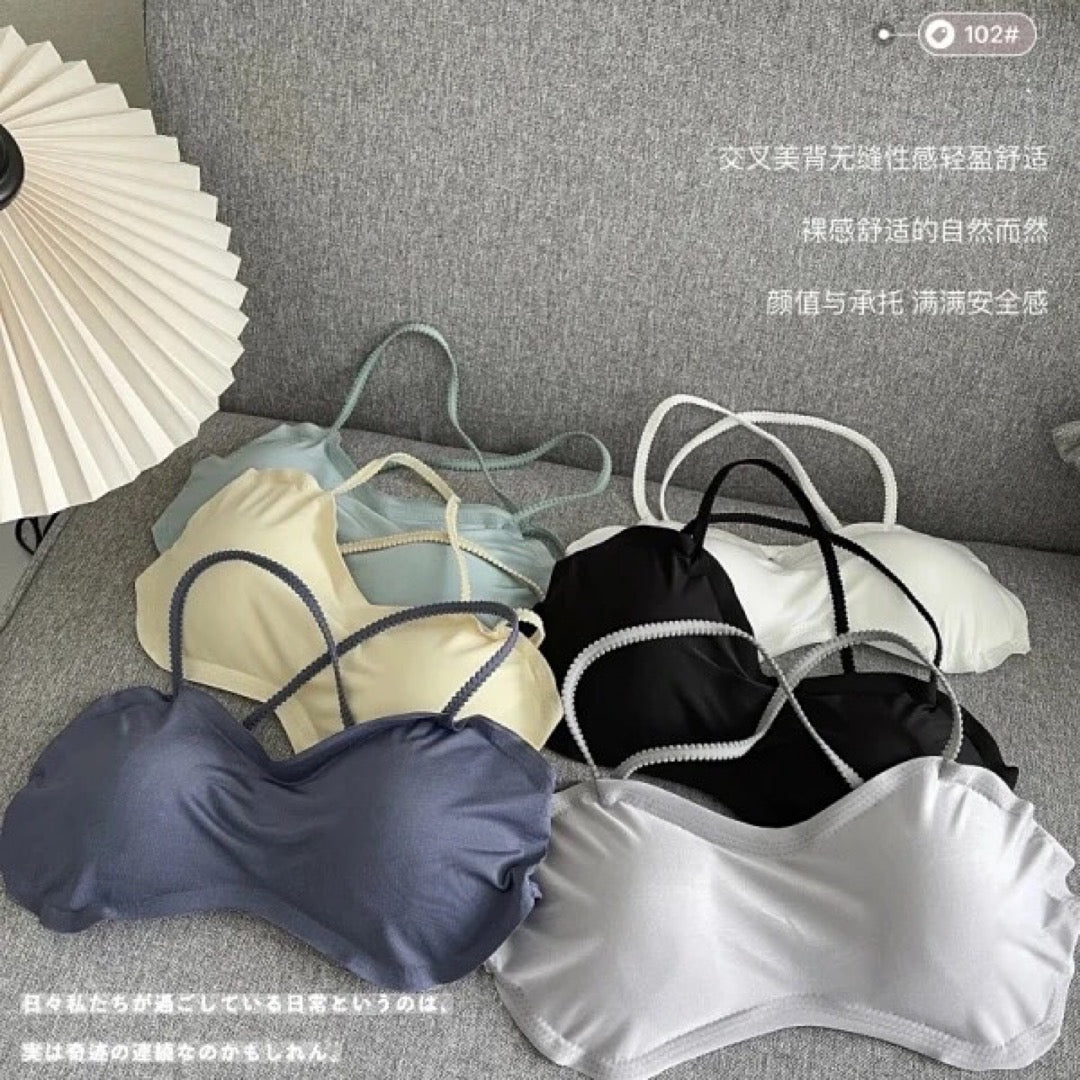 Cross Sexy Bare Back Tube Top Underwear Seamless Push up with Pads